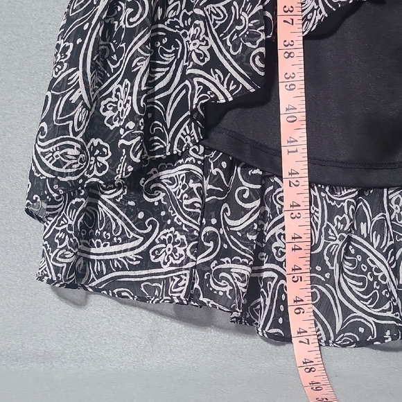 CALVIN KLEIN Women's Black Belted Hi Lo Paisley Surplice Neck Midi Dress -Size 6 - Picture 2 of 16